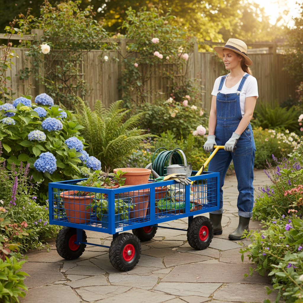 Heavy Duty Garden Mesh Platform Trolley for Easy Transport