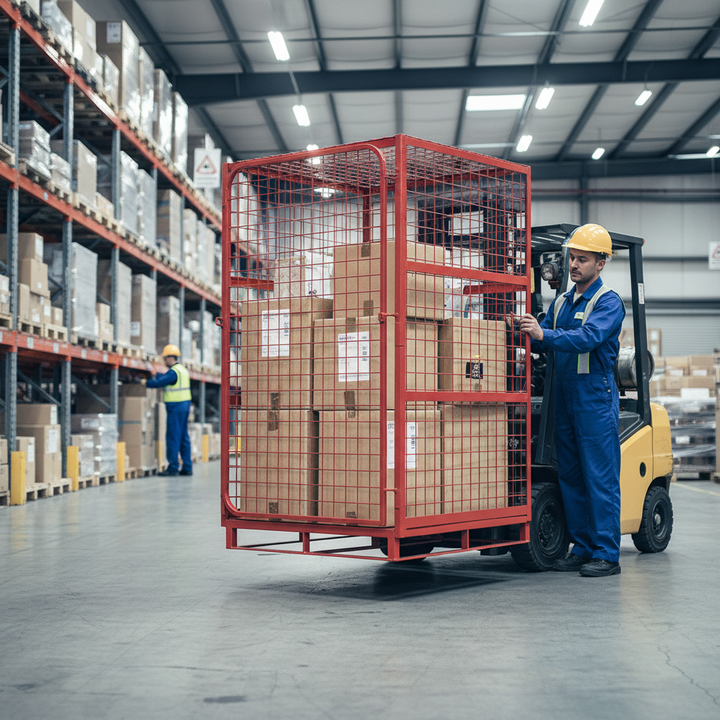 Heavy Duty Full Security Four Sided Forkliftable Parcel Cage