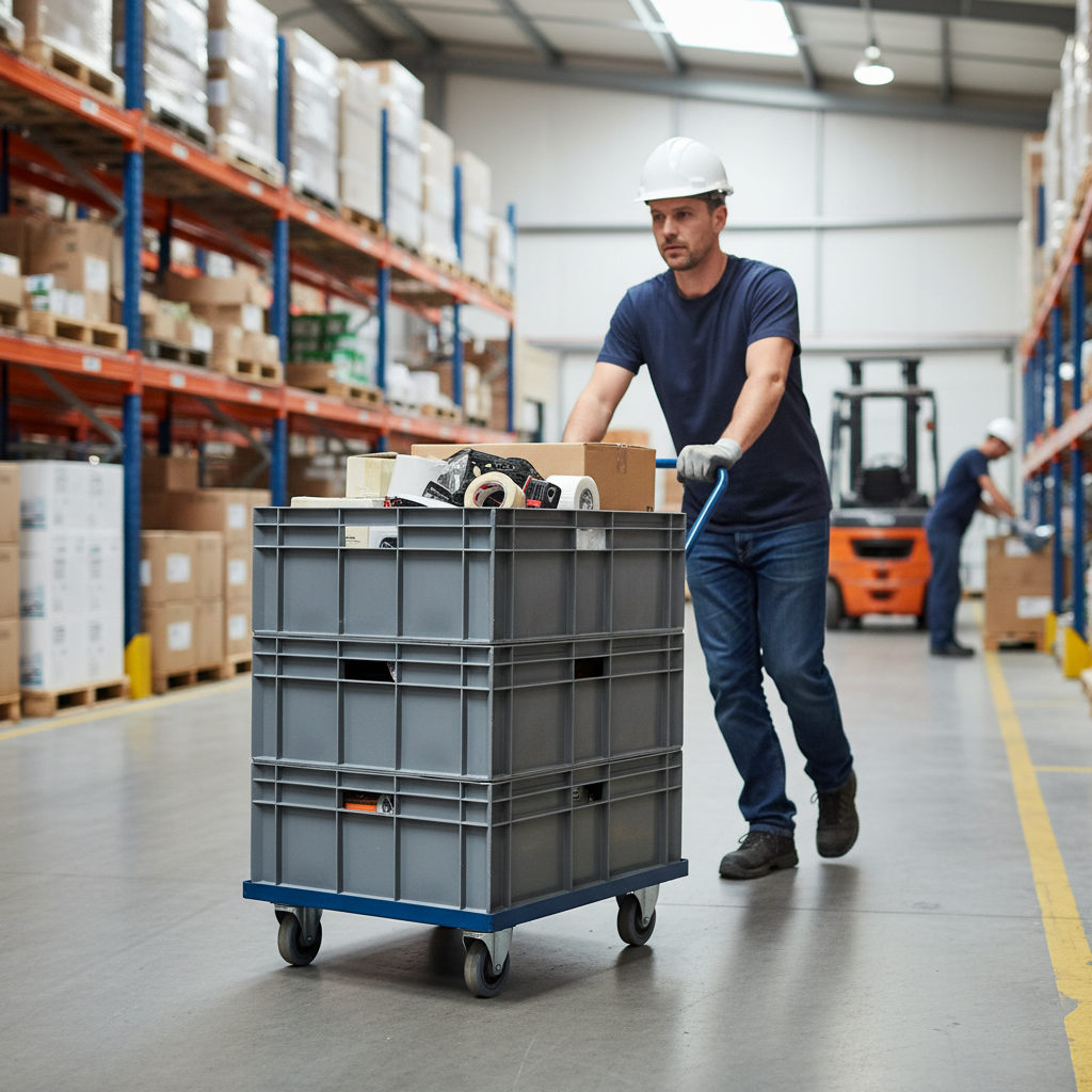 Heavy Duty Large Tote Crate Dolly Trolley for Safe Transport