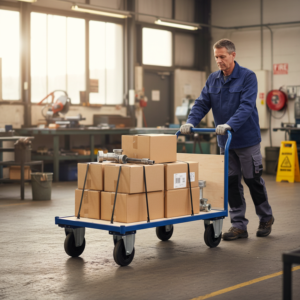 Heavy Duty Flatbed Trolley with Wooden End for Transporting Items