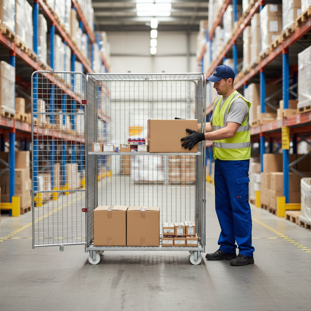 Heavy Duty Four Sided Jumbo Security Roll Cage Pallet With Lid