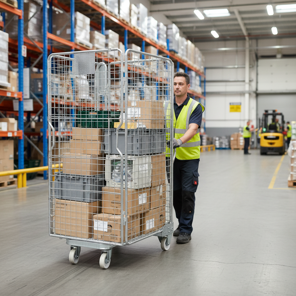Heavy Duty Four Sided Roll Cage Pallet with Mesh Infill