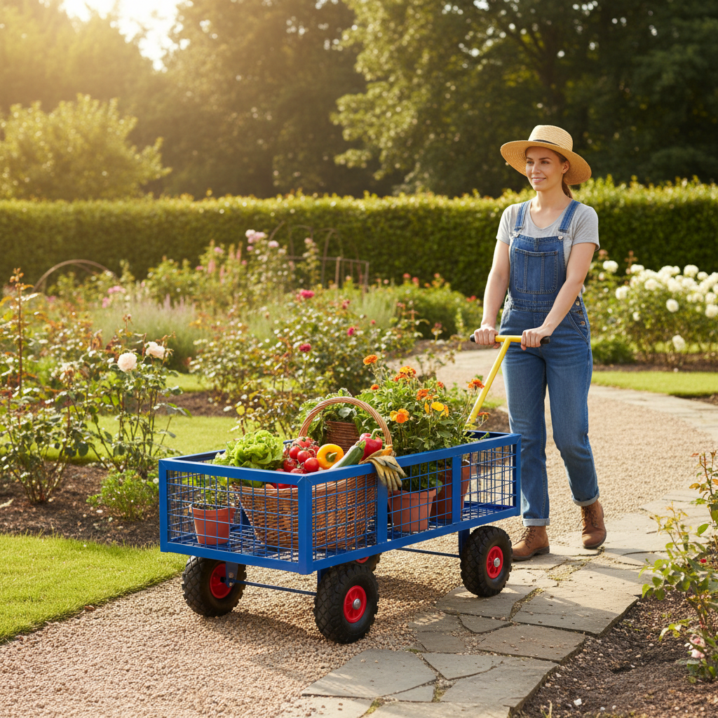 Heavy Duty Garden Mesh Platform Trolley for Easy Transport
