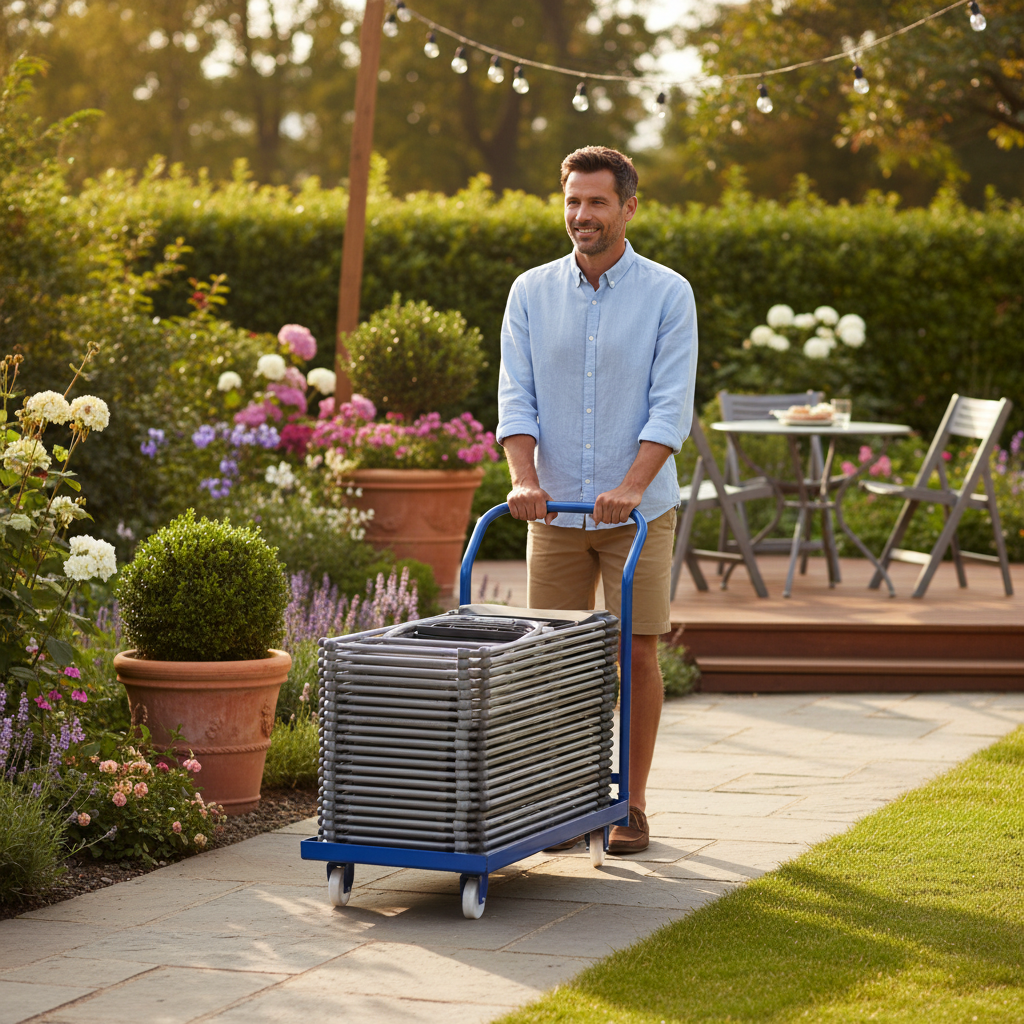 Heavy Duty Folding Chair Trolley for Events and Storage