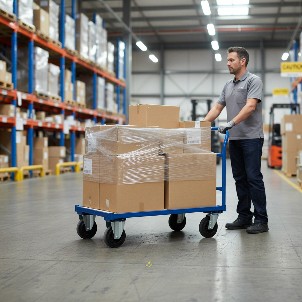 Heavy Duty Flatbed Trolley with Open Handle for Safe Transport