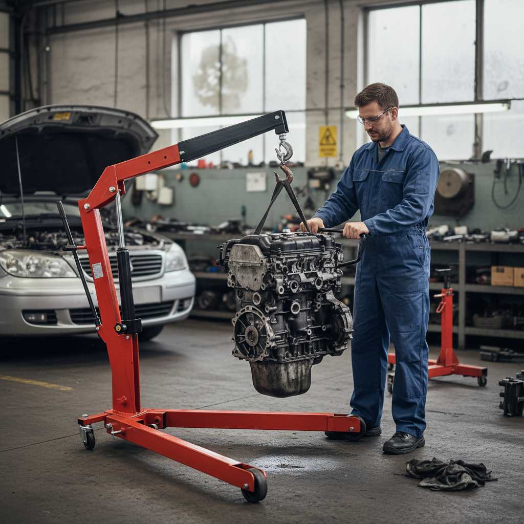 Heavy Duty Folding Workshop Crane 500kg with Adjustable Jib