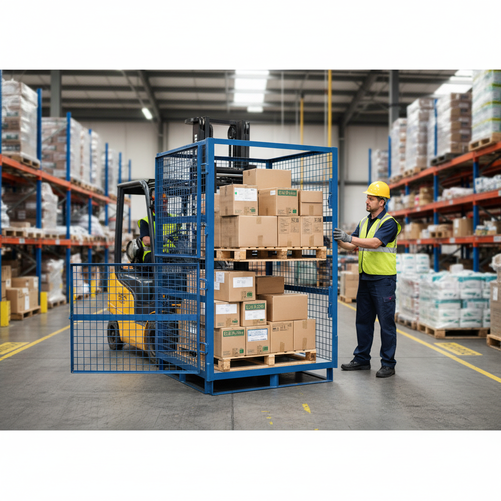 Heavy Duty Four Sided Forkliftable Parcel Cage for Safe Transport