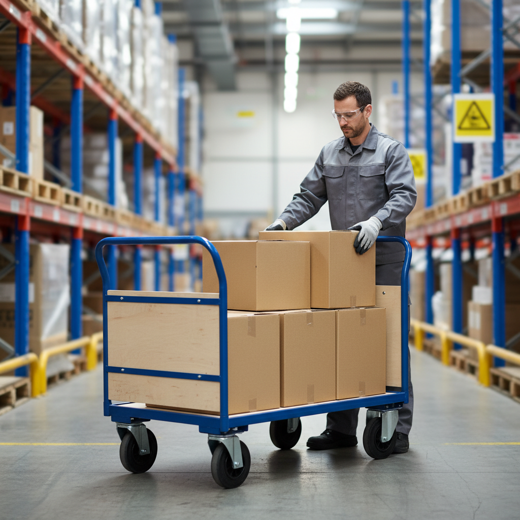 Heavy Duty Flatbed Trolley with Double Wooden Ends for Transporting Goods