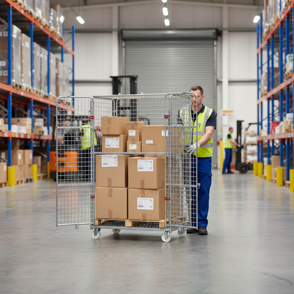 Heavy Duty Four Sided Jumbo Security Roll Cage Pallet With Lid