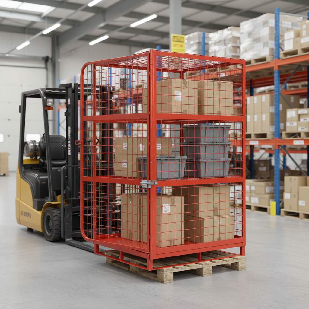 Heavy Duty Full Security Four Sided Forkliftable Parcel Cage