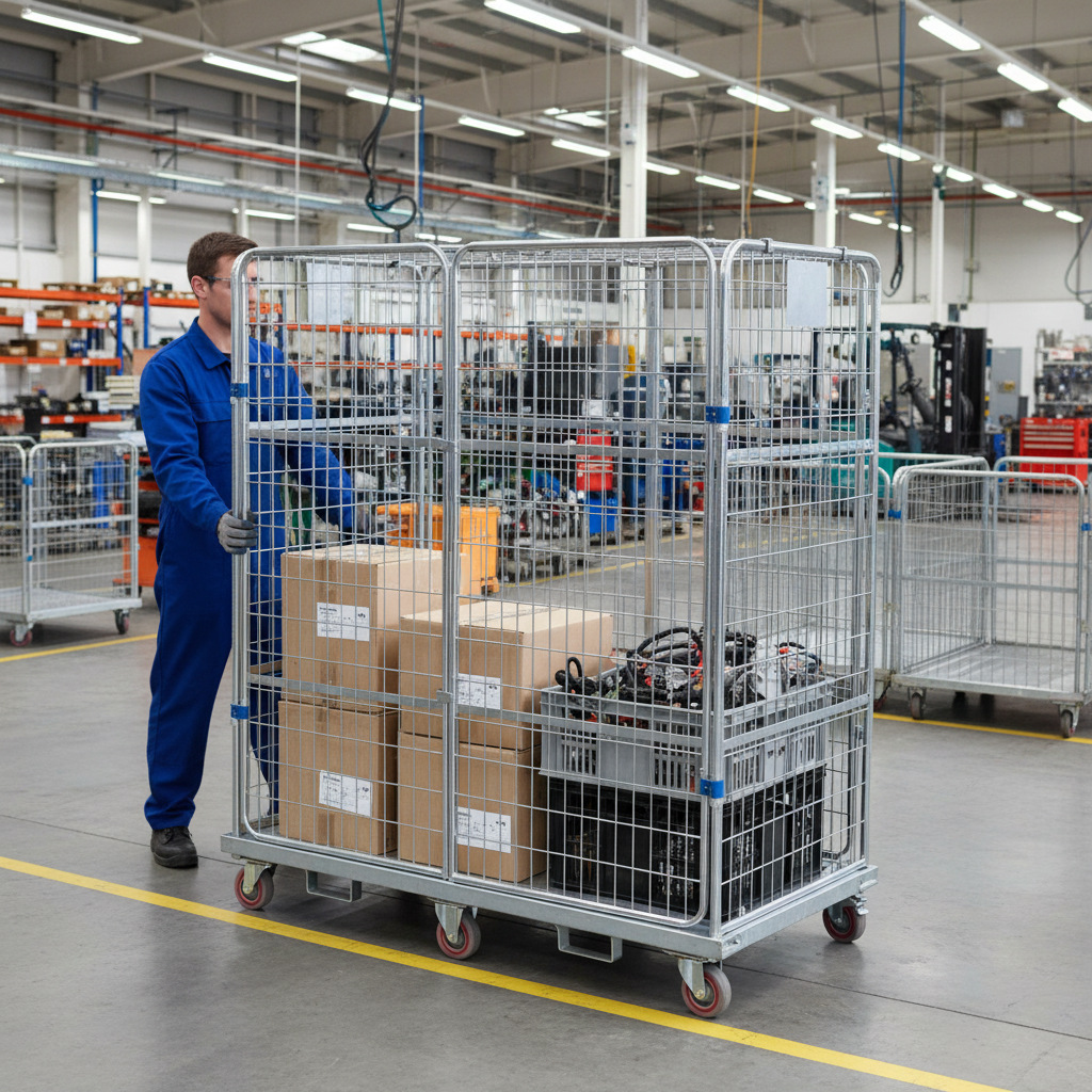 Heavy Duty Boltable Automotive Roll Cage Pallet with Lid