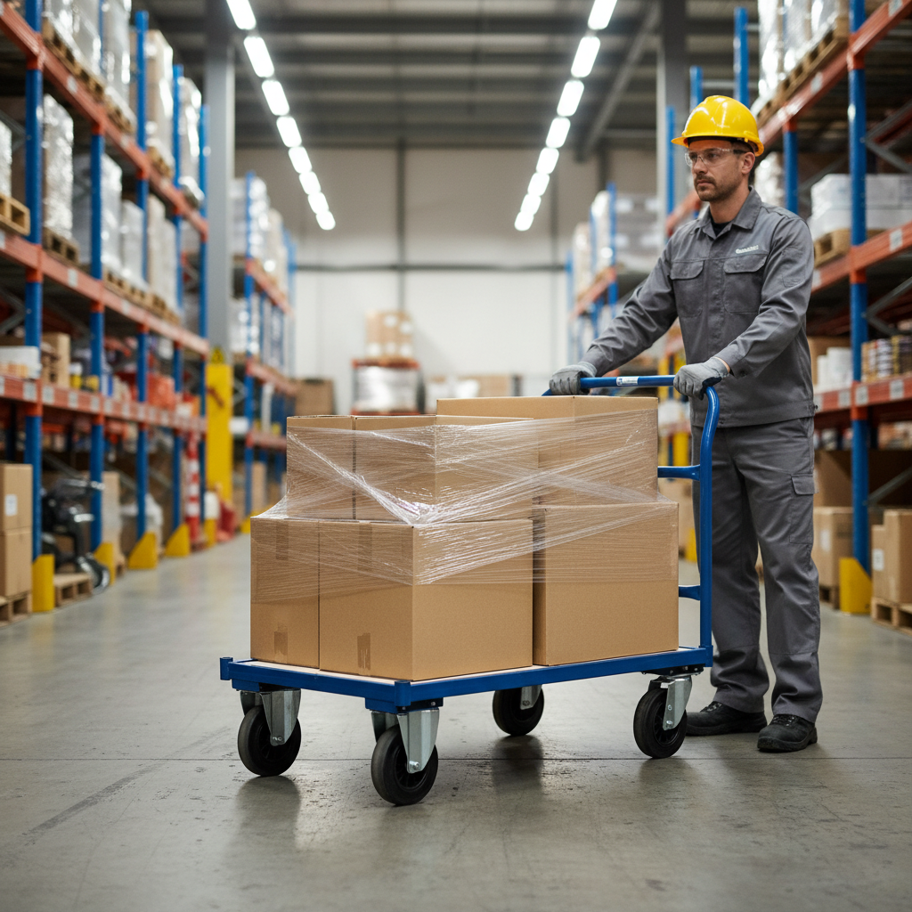 Heavy Duty Flatbed Trolley with Open Handle for Safe Transport