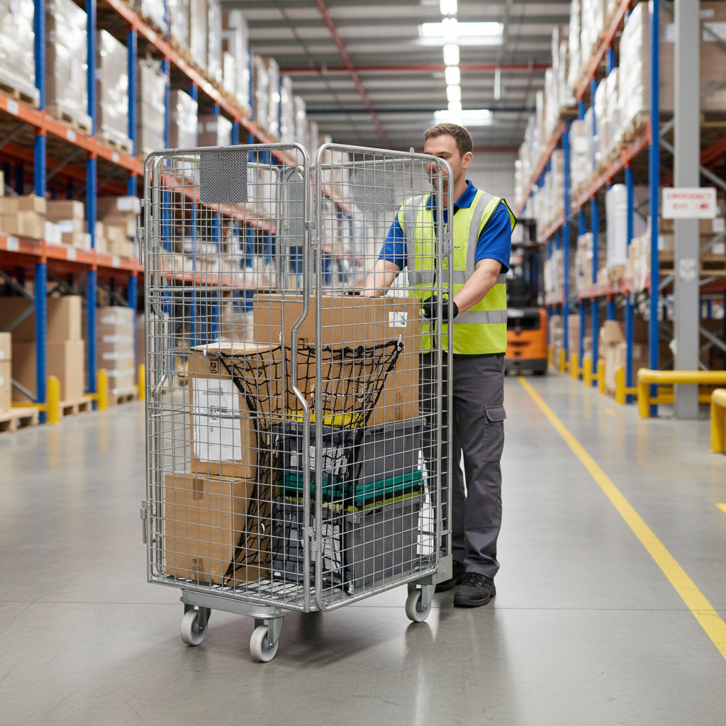 Heavy Duty Four Sided Roll Cage Pallet with Mesh Infill